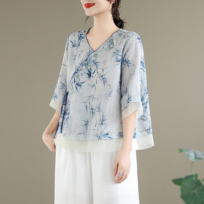 Elegant Cotton Linen Embroider - Linen Pant Wide recension och pris