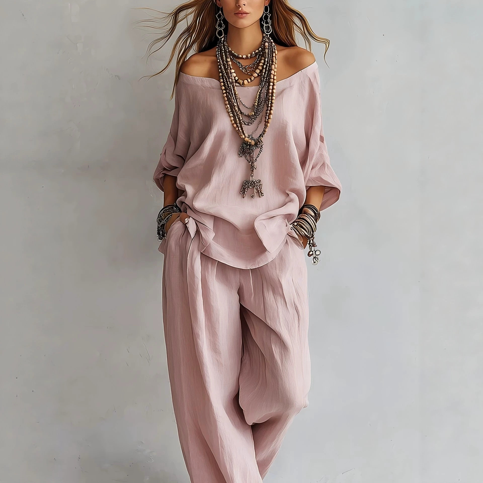 Casual Loose Linen Seven Sleev - Linen Pant Wide recension och pris