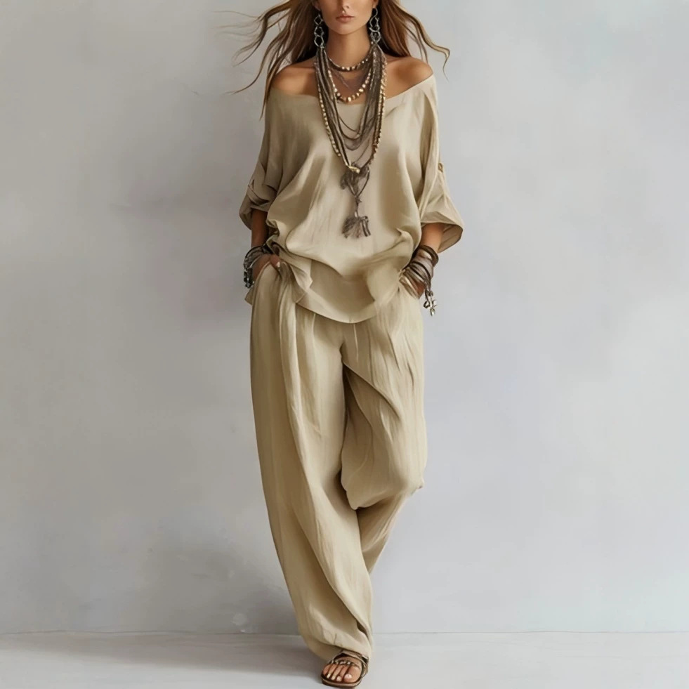 Casual Loose Linen Seven Sleev - Linen Pant Wide recension och pris