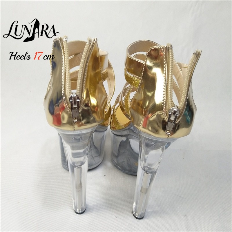 17cm/7Inch Gold Metallic Strap - Sandal Strappy Heeled recension och pris