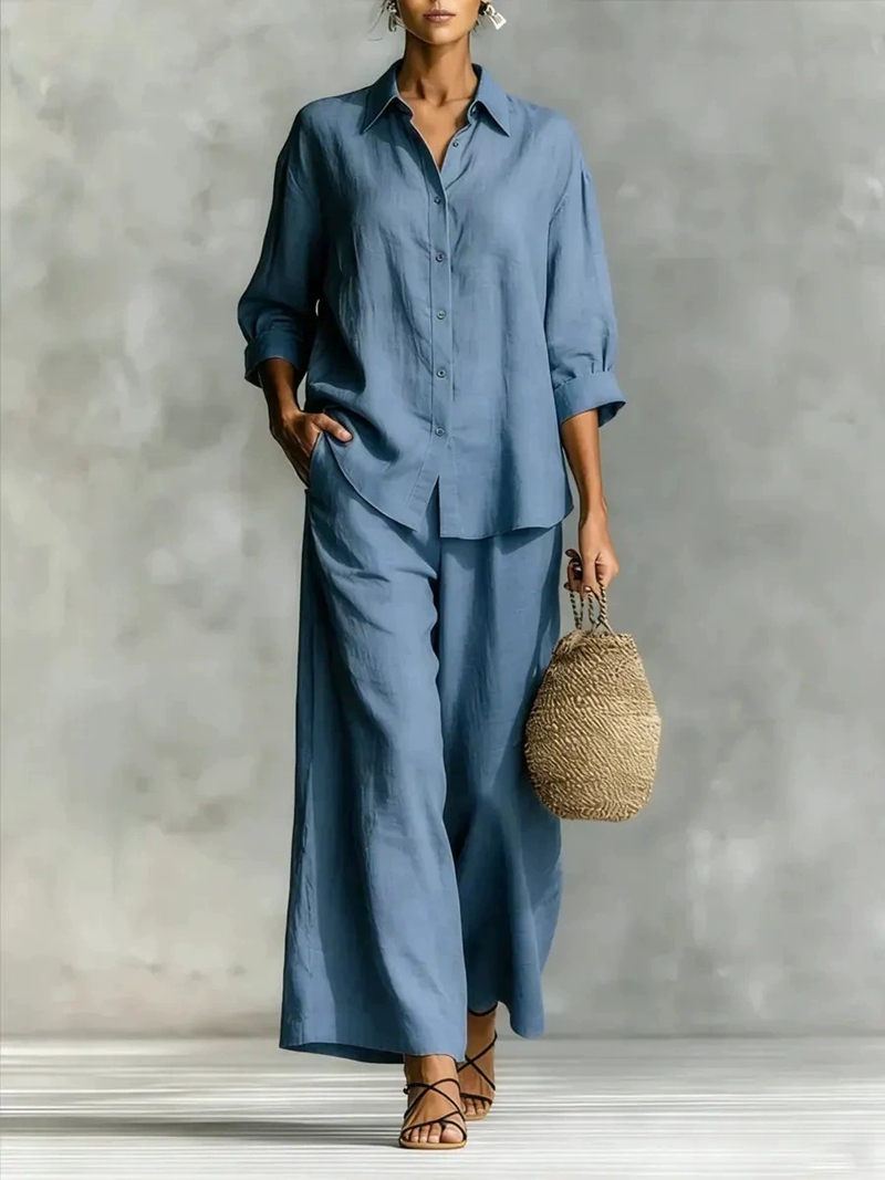 Women's New 7-Sleeve Shirt & W - Linen Pant Wide recension och pris