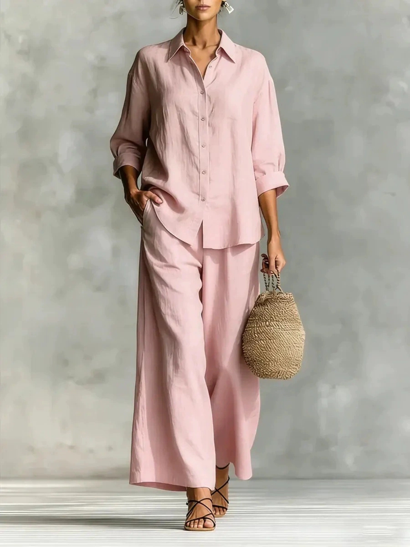 Women's New 7-Sleeve Shirt & W - Linen Pant Wide recension och pris