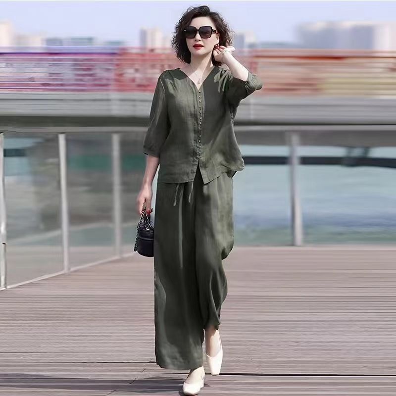 Cotton and Linen Women's Set 2 - Linen Pant Wide recension och pris