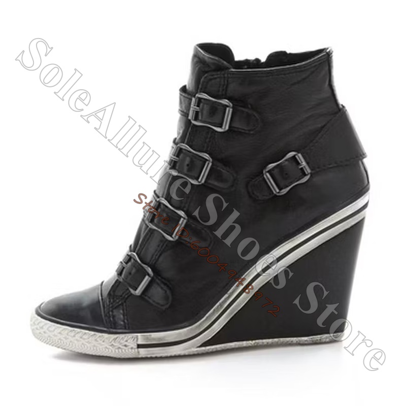 Grey Multi Buckle High Top Wed - Wedge Espadrille Women recension och pris